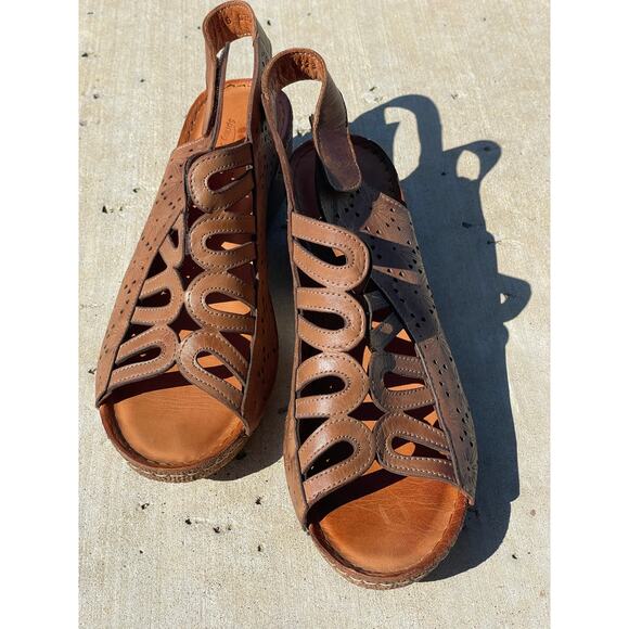 Spring Step Inocencia brown leather wedge sandal 41 / 9.5-10 - Picture 2 of 11